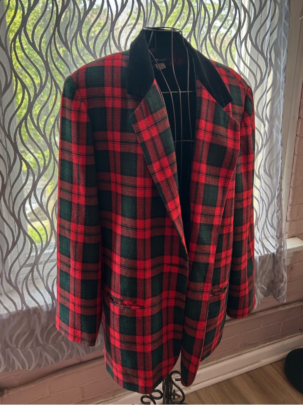 Vintage Sag Harbor Plaid Longline Blazer